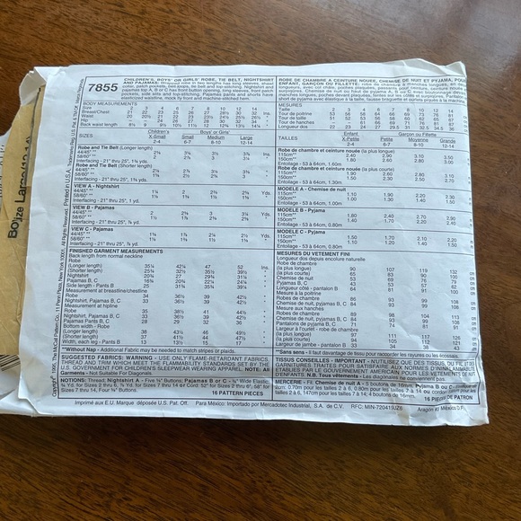 McCall’s Vintage sewing Pattern #7855 Family Sleep Fashion Basics - Picture 3 of 3